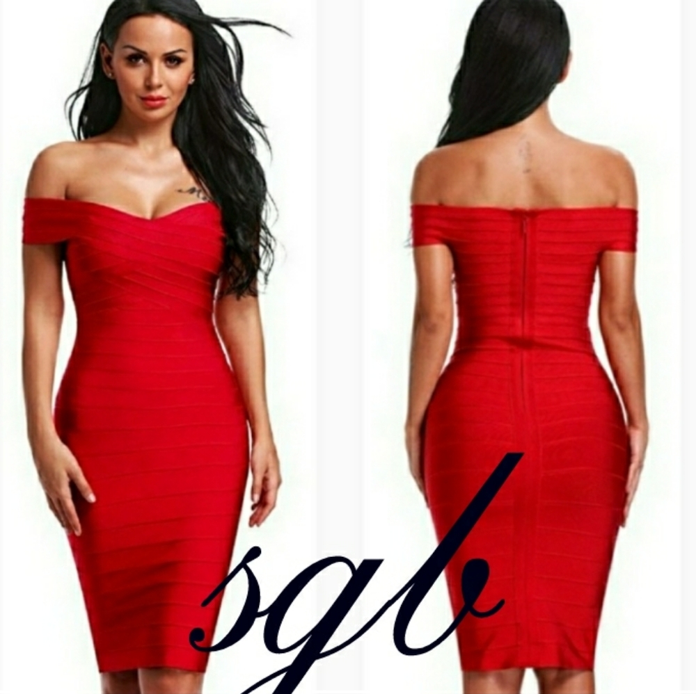 🆕⭐ Bardot red bandage dress⭐